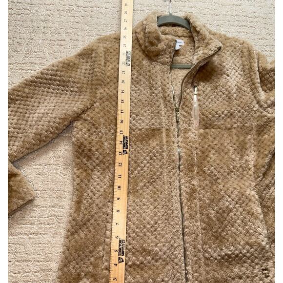 Calvin Klein Velour Fleece Jacket Men’s Medium Tan Textured Full Zip - Picture 4 of 8